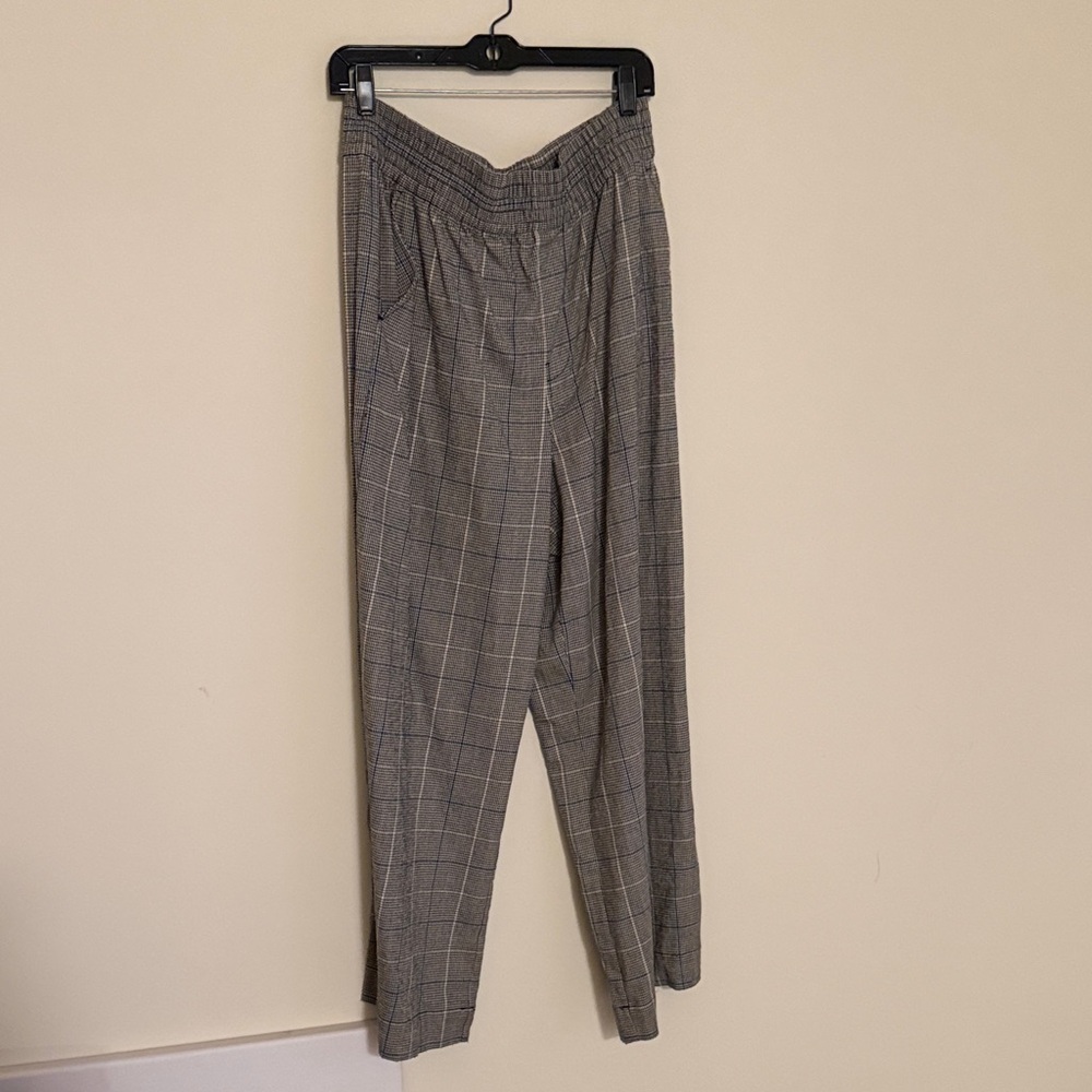 Madewell Gray Plaid Elastic-Waist Chinos